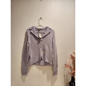 NWT Ann Taylor 100% Cotton Collared Button Cardigan S Lilac‎ Purple Lightweight